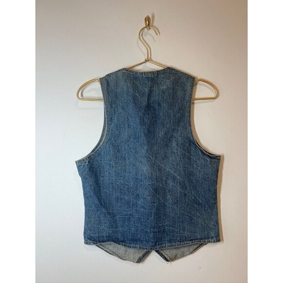 Vintage Orange Tab Levi’s Denim Vest Made in USA Snaps - Picture 8 of 12
